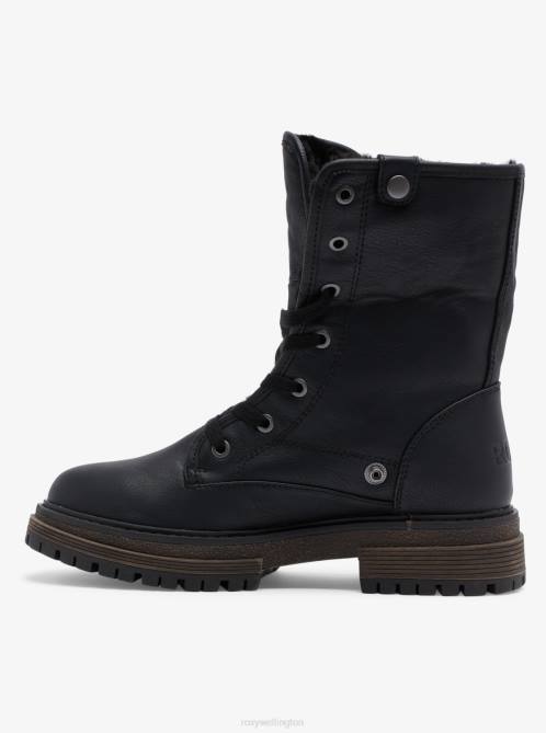 X4FH1465 black Bruna Lace-Up Boots Women Roxy | Boots