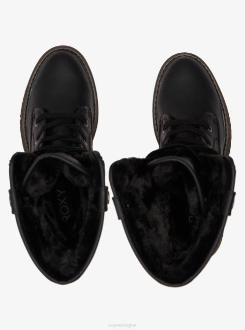 X4FH1465 black Bruna Lace-Up Boots Women Roxy | Boots