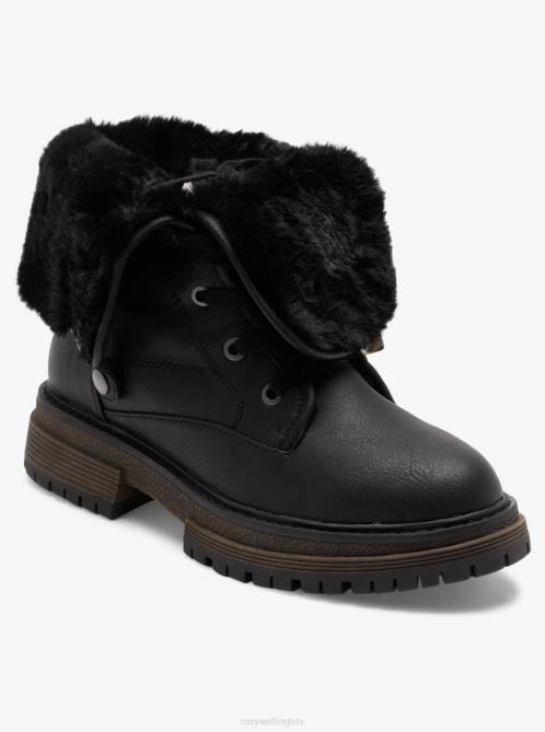 X4FH1465 black Bruna Lace-Up Boots Women Roxy | Boots