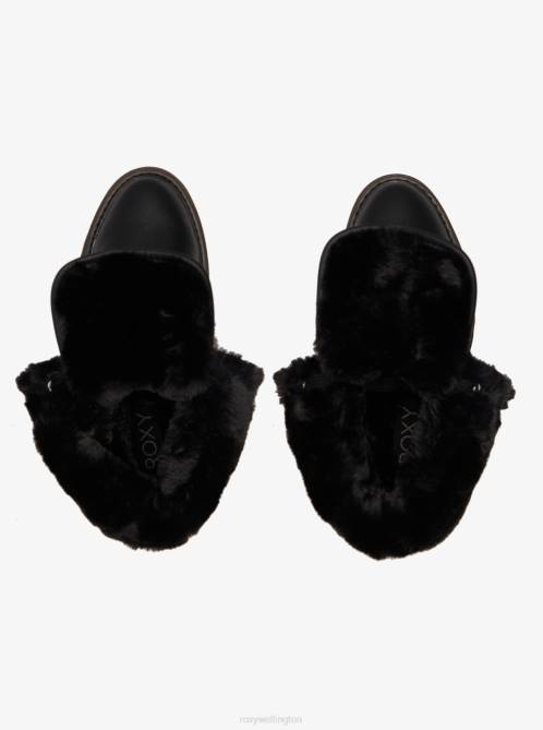 X4FH1465 black Bruna Lace-Up Boots Women Roxy | Boots