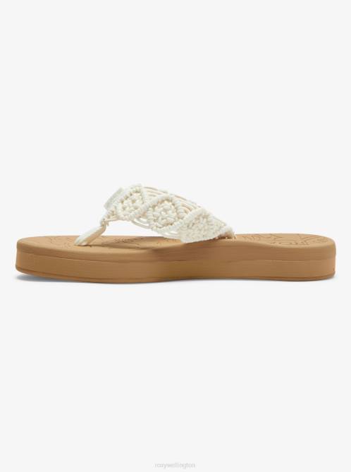 X4FH1213 cream Colbee Hawaii Crochet Sandals Women Roxy | Flip Flops