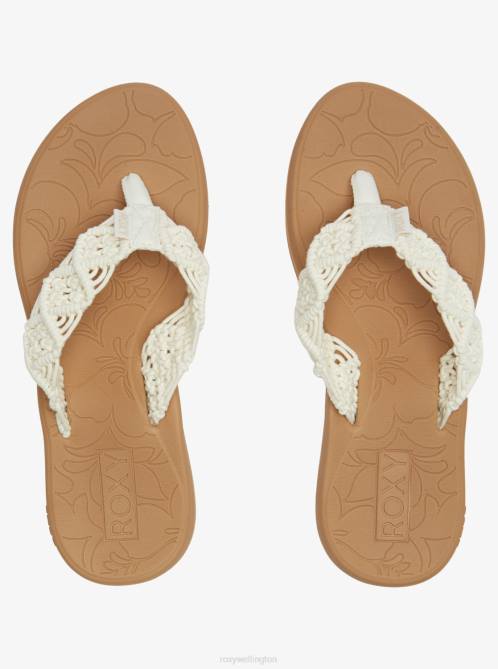 X4FH1213 cream Colbee Hawaii Crochet Sandals Women Roxy | Flip Flops