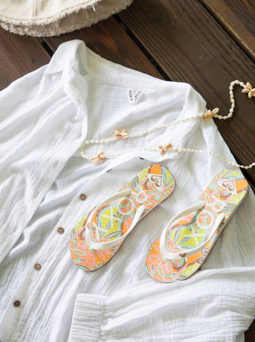 X4FH1214 white/orange/pink Tahiti Flip-Flops Women Roxy | Flip Flops