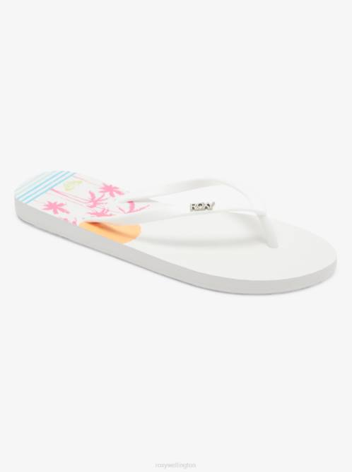 X4FH1225 white hacienda Viva Stamp Flip-Flops Women Roxy | Flip Flops