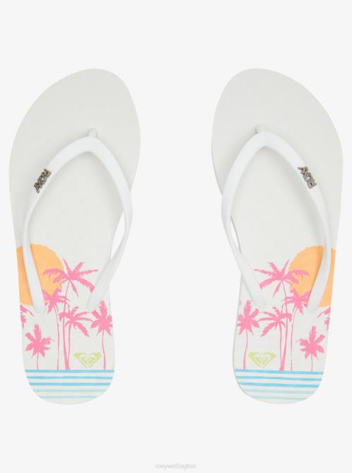 X4FH1225 white hacienda Viva Stamp Flip-Flops Women Roxy | Flip Flops