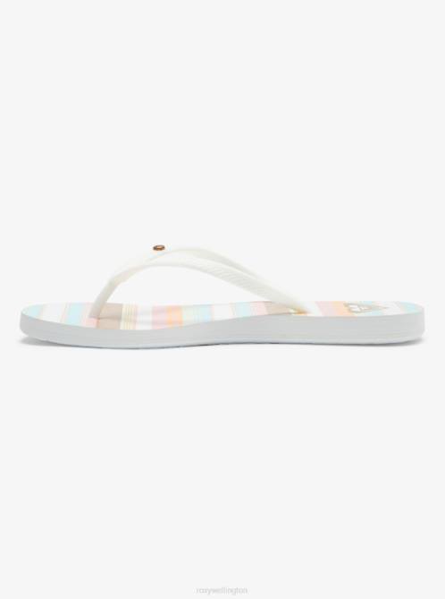 X4FH1227 white/pink/multi Bermuda Sandals Women Roxy | Flip Flops