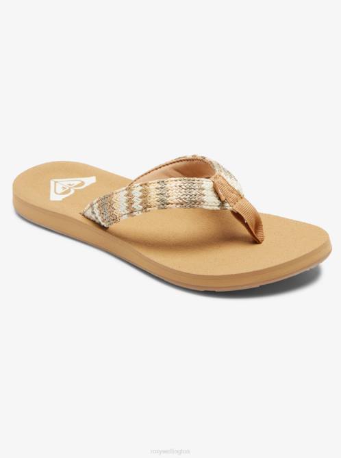 X4FH1255 fall leaf multi Porto Raffia Flip-Flops Women Roxy | Flip Flops