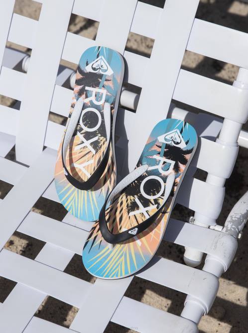X4FH1287 black print Tahiti Flip-Flops Women Roxy | Flip Flops