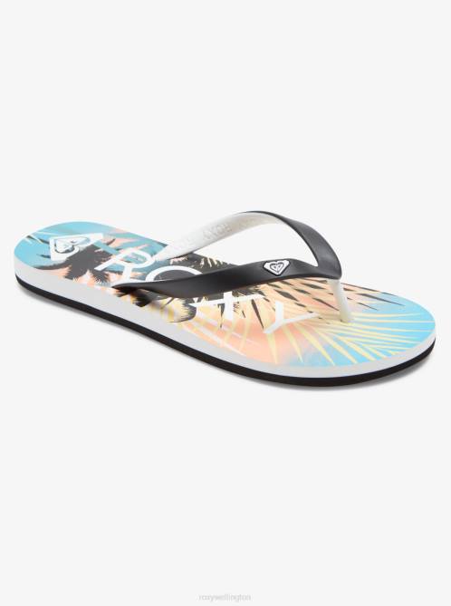 X4FH1287 black print Tahiti Flip-Flops Women Roxy | Flip Flops