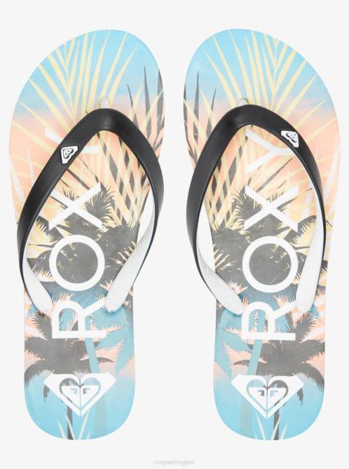 X4FH1287 black print Tahiti Flip-Flops Women Roxy | Flip Flops