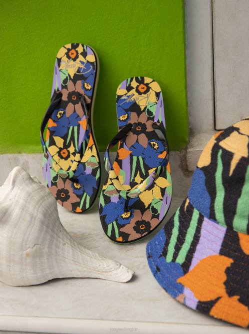 X4FH1289 black multi Portofino Flip-Flops Women Roxy | Flip Flops