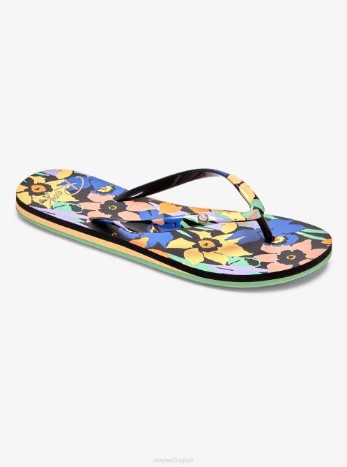 X4FH1289 black multi Portofino Flip-Flops Women Roxy | Flip Flops