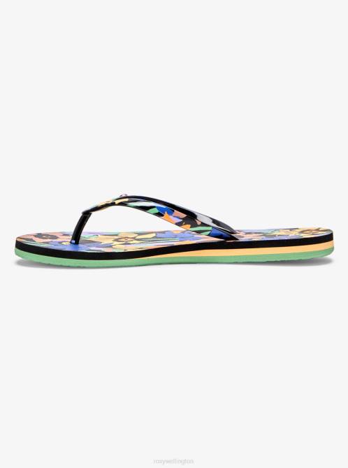 X4FH1289 black multi Portofino Flip-Flops Women Roxy | Flip Flops