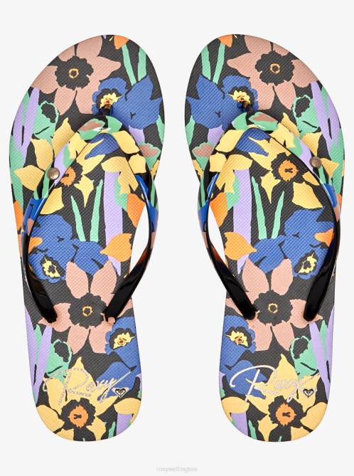 X4FH1289 black multi Portofino Flip-Flops Women Roxy | Flip Flops