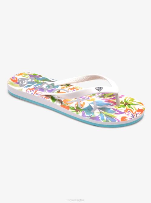 X4FH1293 white/pink/floral print Tahiti Flip-Flops Women Roxy | Flip Flops
