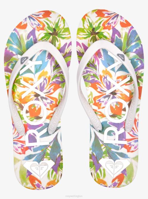 X4FH1293 white/pink/floral print Tahiti Flip-Flops Women Roxy | Flip Flops