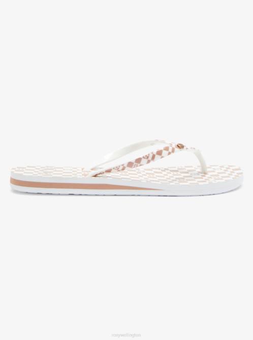 X4FH1294 brown/white Portofino Flip-Flops Women Roxy | Flip Flops