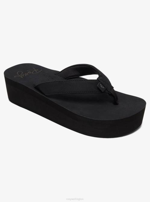X4FH1323 black Melinda Platform Sandals Women Roxy | Flip Flops