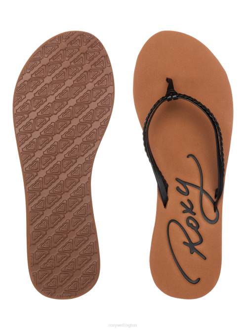 X4FH1325 black Cabo Sandals Women Roxy | Flip Flops