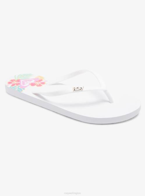 X4FH1331 white print Viva Stamp Flip-Flops Women Roxy | Flip Flops