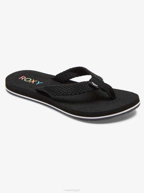 X4FH1332 black Send It Sandals Women Roxy | Flip Flops