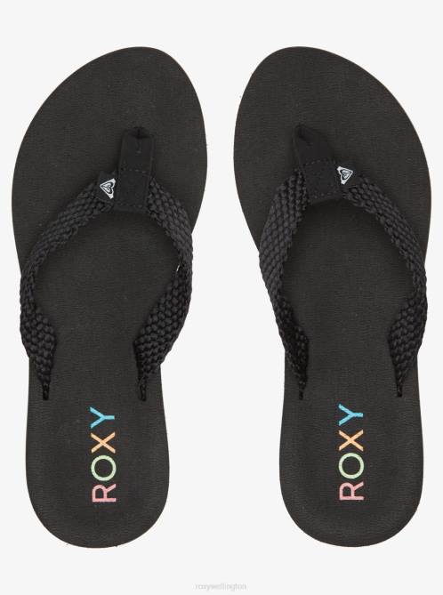 X4FH1332 black Send It Sandals Women Roxy | Flip Flops