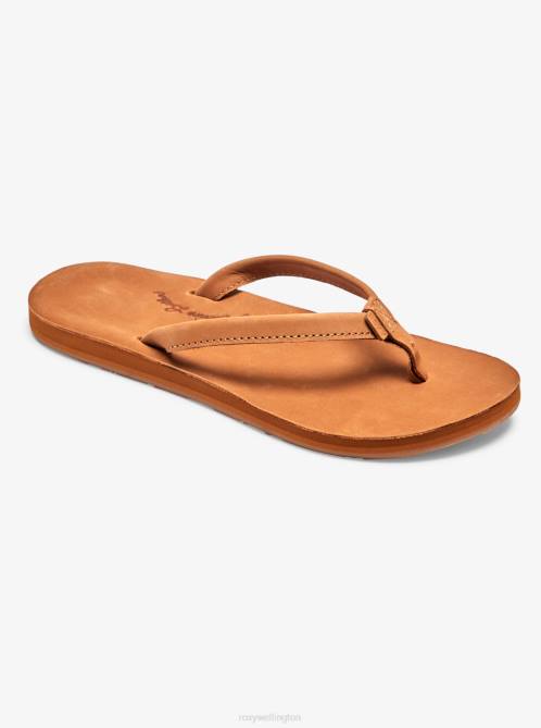 X4FH1353 tan Lorraine Slim Sandals Women Roxy | Flip Flops
