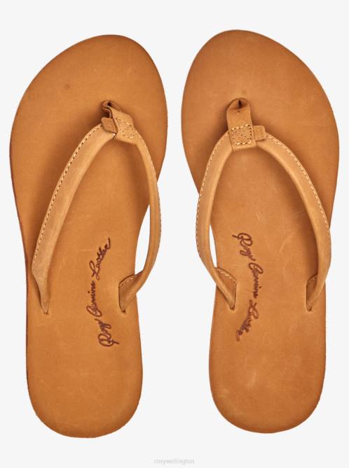 X4FH1353 tan Lorraine Slim Sandals Women Roxy | Flip Flops