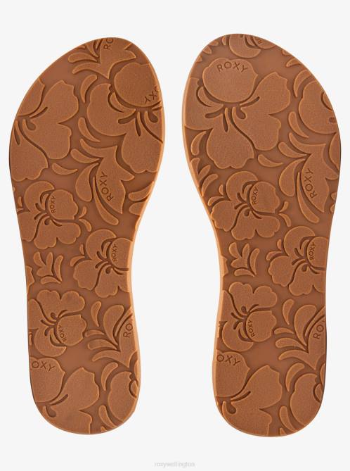 X4FH1353 tan Lorraine Slim Sandals Women Roxy | Flip Flops