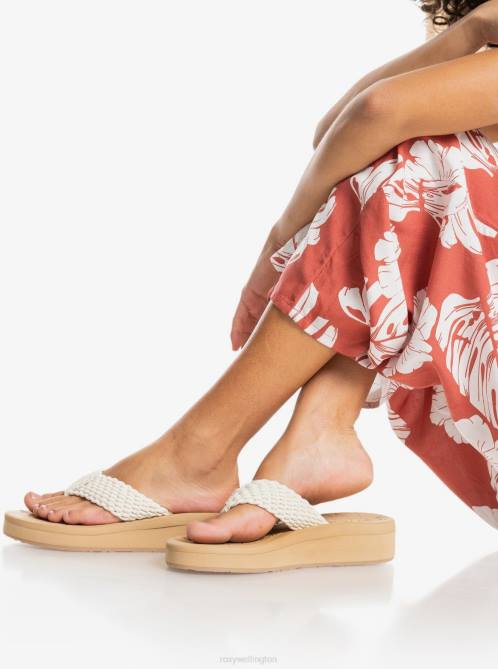 X4FH1361 cream Caillay Water-Friendly Sandals Women Roxy | Flip Flops