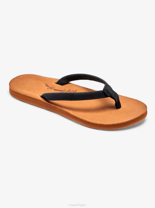 X4FH1374 black Lorraine Slim Sandals Women Roxy | Flip Flops