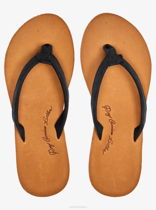 X4FH1374 black Lorraine Slim Sandals Women Roxy | Flip Flops