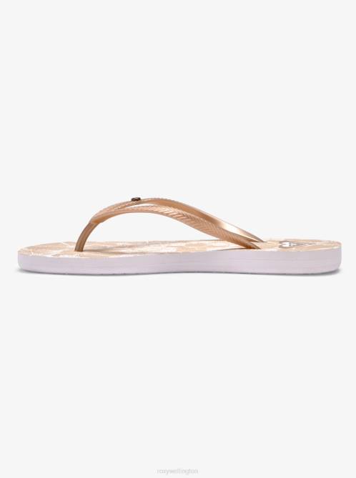 X4FH1408 beige/white Bermuda Sandals Women Roxy | Flip Flops