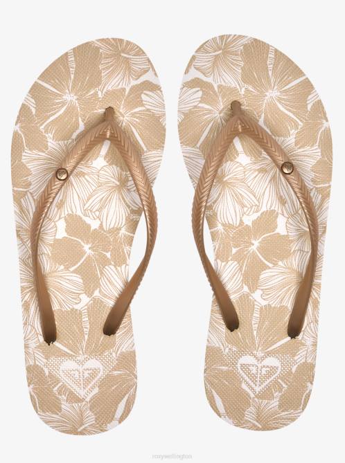 X4FH1408 beige/white Bermuda Sandals Women Roxy | Flip Flops