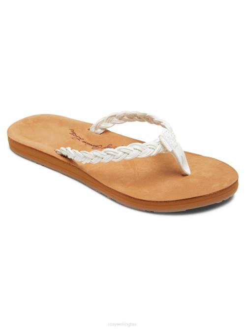 X4FH1412 white Lorraine Braid Sandals Women Roxy | Flip Flops