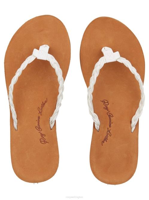 X4FH1412 white Lorraine Braid Sandals Women Roxy | Flip Flops