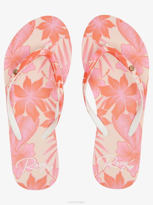 X4FH1435 crazy pink flower Portofino Flip-Flops Women Roxy | Flip Flops