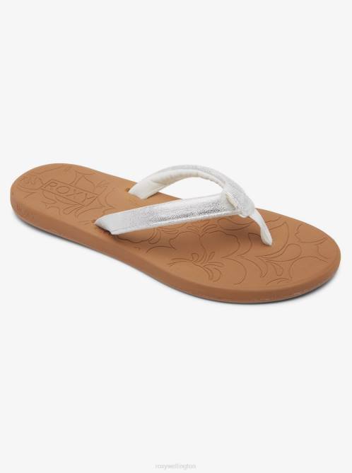 X4FH1464 white/snake Deeliah Sandals Women Roxy | Flip Flops