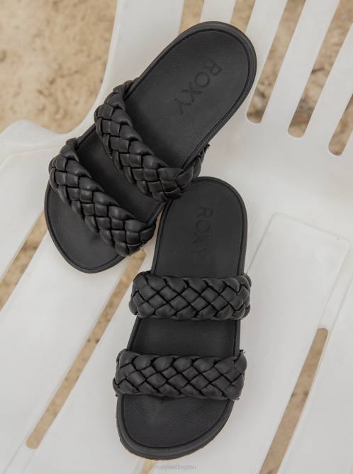 X4FH1245 black Slippy Braided Water-Friendly Sandals Women Roxy | Sandals
