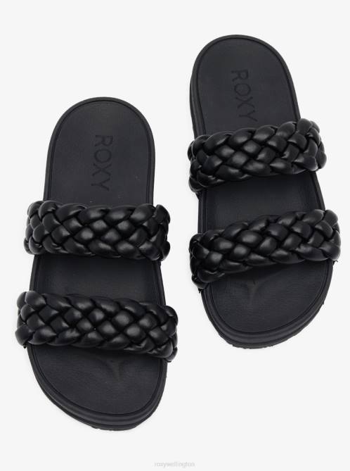 X4FH1245 black Slippy Braided Water-Friendly Sandals Women Roxy | Sandals