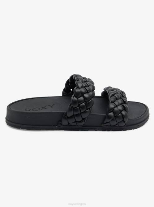 X4FH1245 black Slippy Braided Water-Friendly Sandals Women Roxy | Sandals