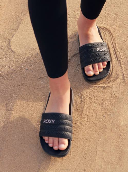 X4FH1262 black/m gold Slippy Water-Friendly Sandals Women Roxy | Sandals