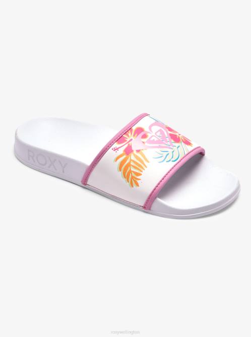 X4FH1329 white/lavender Slippy Sandals Women Roxy | Sandals