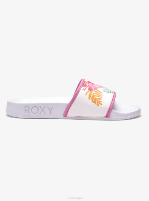 X4FH1329 white/lavender Slippy Sandals Women Roxy | Sandals