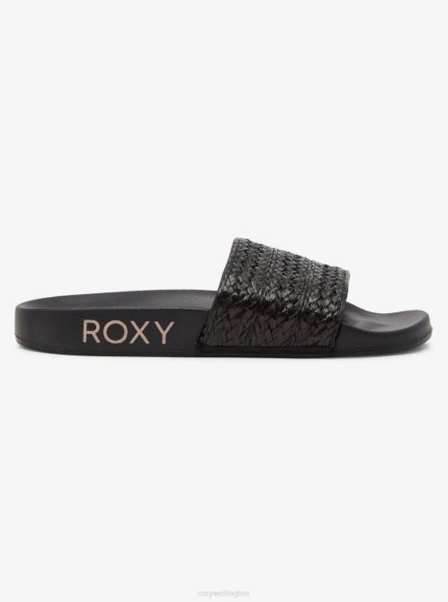 X4FH1385 black Slippy Jute Sandals Women Roxy | Sandals