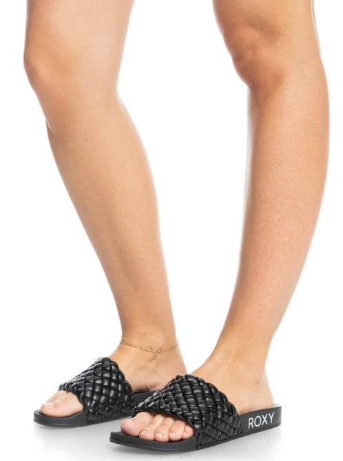 X4FH1418 black Slippy Puff Sandals Women Roxy | Sandals
