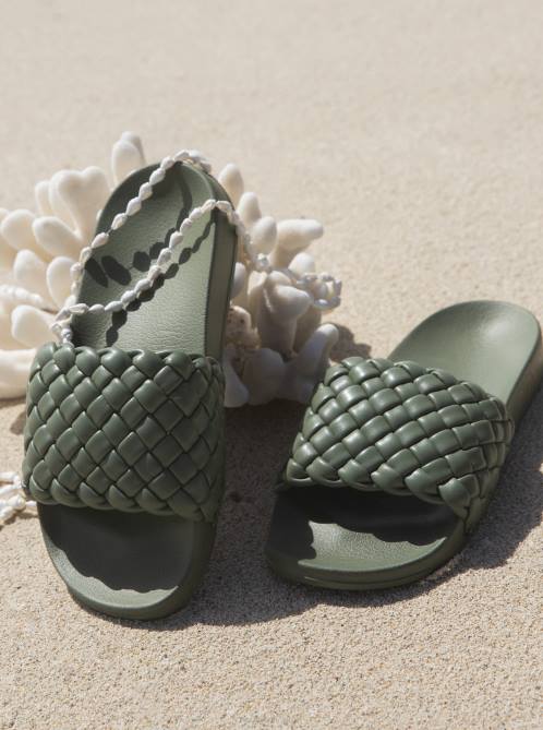 X4FH1421 forest green Slippy Puff Sandals Women Roxy | Sandals