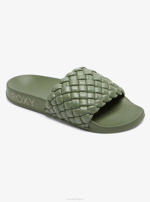 X4FH1421 forest green Slippy Puff Sandals Women Roxy | Sandals