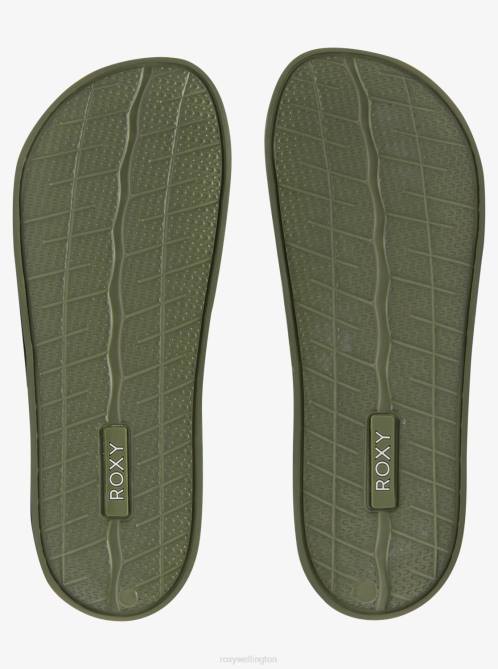 X4FH1421 forest green Slippy Puff Sandals Women Roxy | Sandals