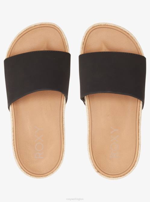 X4FH1443 black Slippy Espadrille Sandals Women Roxy | Sandals